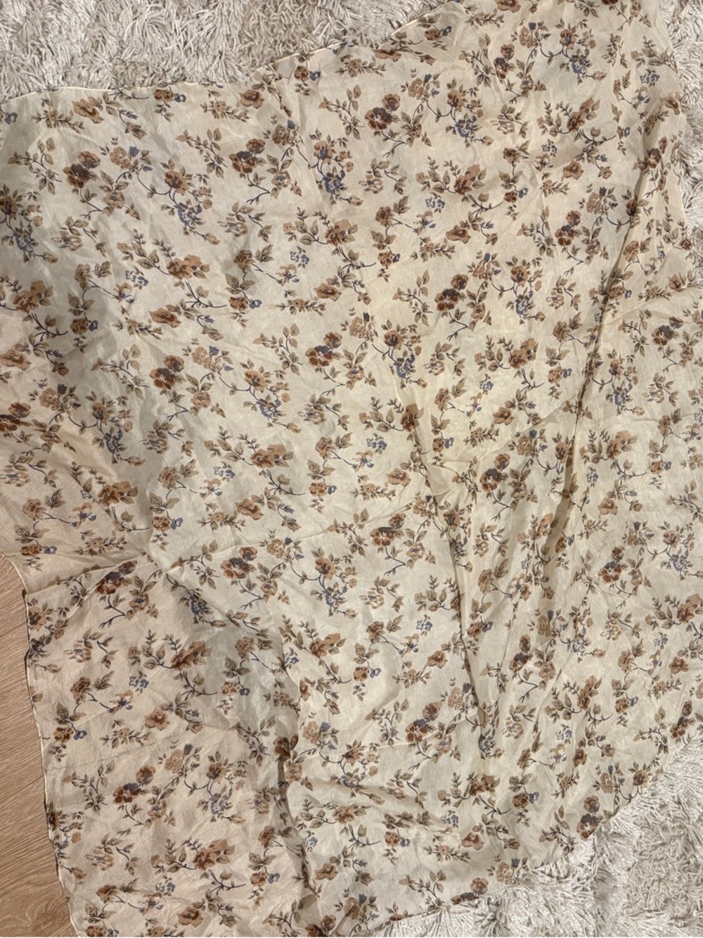 100% silk vintage floral scarf chic headscarf - Picture 4 of 5